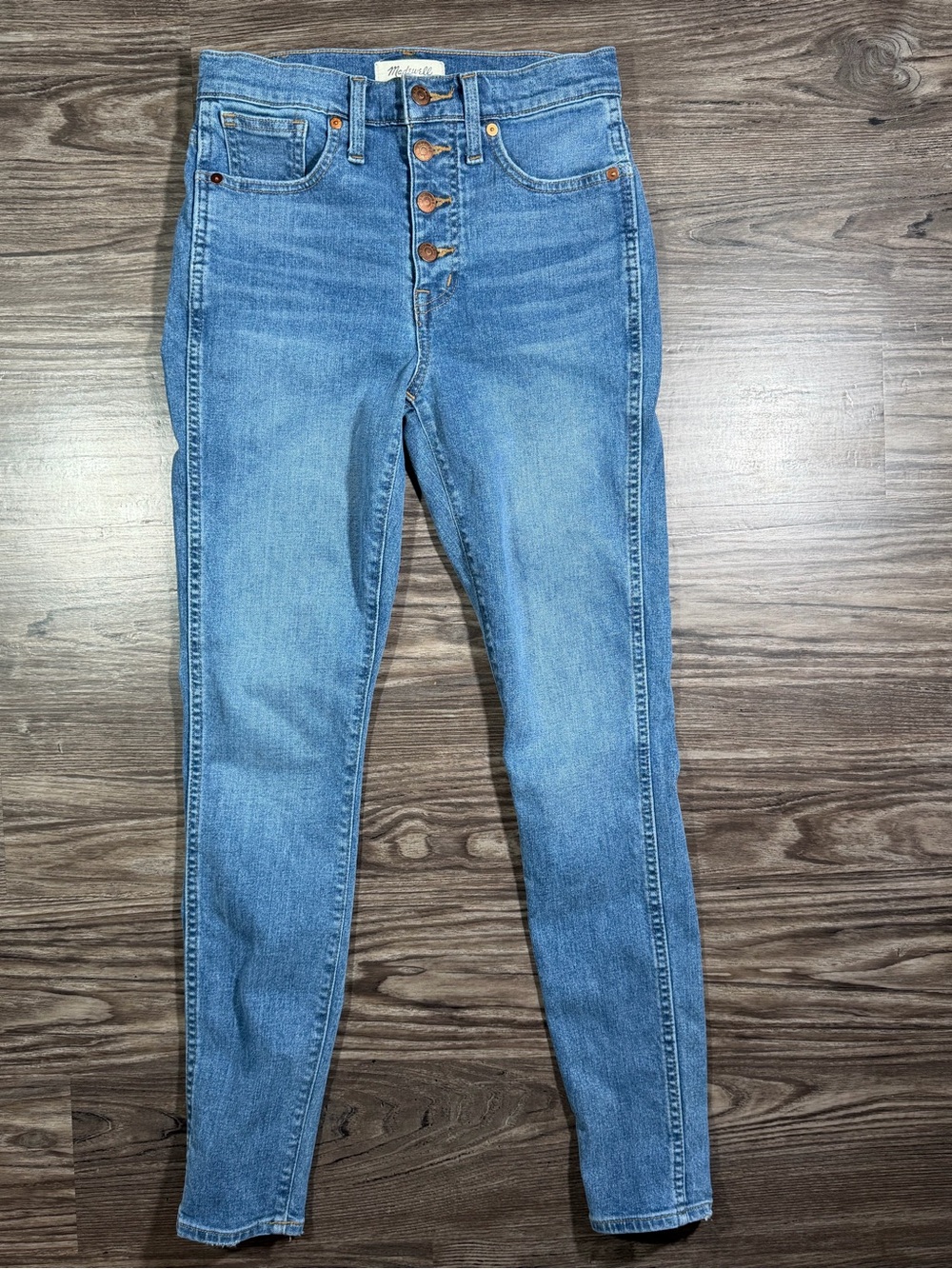 MADEWELL 10” HIGH RISE SKINNY Whiskered Button Fly Jeans 26